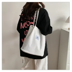 Elegante bolso tote minimalista de pana blanca para mujer con diseño de hombro de gran capacidad