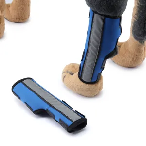 Tutore blu per gamba del cane con strisce riflettenti per supporto articolare