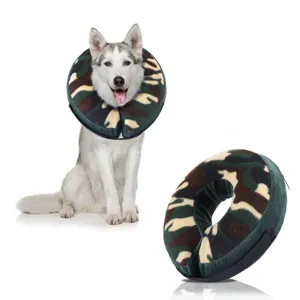 Inflatable dog recovery collar pet Elizabethan cone protective neck soft camo inflatable ring