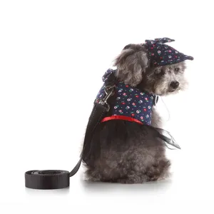 Set guinzaglio e pettorina per cani stile principessa con stampa floreale e gonna in tulle per animali.