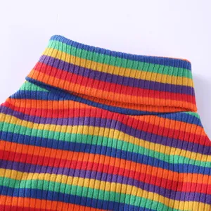 Colorful striped pet turtleneck sweater, cozy knit dog pajamas for daily wear.