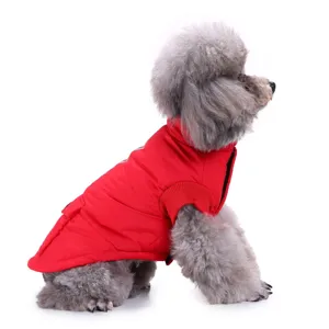 Red winter dog jacket for small medium dogs, warm pet clothes, comfortable puppy coat.