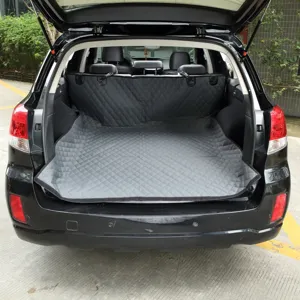 Durable quilted pet car trunk mat for dogs, waterproof cargo liner protector for SUV rear boot.