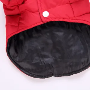 Red quilted pet dog winter jacket detail small dog warm coat apparel puppy clothing item