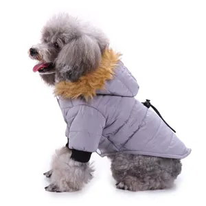 Winter warm dog jacket coat for small dogs teddy fleece hood pet clothing apparel detail shot