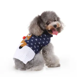 Joli Pull de Noël pour Chien Renne Tricot Hiver Animal Chiot Vêtements Chauds et Tenue