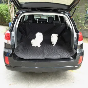 Waterproof dog car boot mat, heavy-duty pet trunk cover protector for SUV and vehicles.