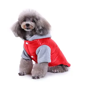 Dog winter jacket warm fleece pet coat small medium dogs red hoodie apparel puppy clothes