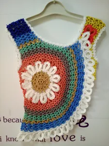 Handmade crochet gradient flower sleeveless vest top for women chic casual beach wear