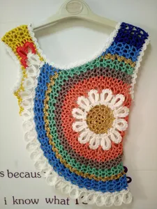 Handmade crochet gradient sleeveless top floral pattern women summer casual hollow out blouse