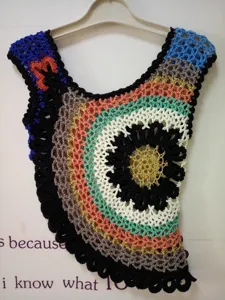 Handmade crochet sleeveless top bohemian colorful mandala hollow out summer beach cover up