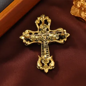 Vintage Goldkreuz Brosche Anstecknadel im luxuriösen Hofstil für Sakkos und Anzüge