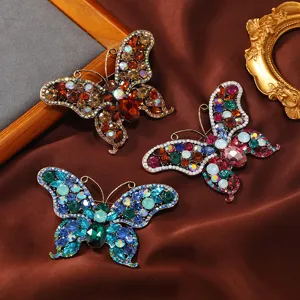 Vintage Luxury Zinc Alloy Butterfly Brooch Υπερμεγέθη Στρας Κρύσταλλο Έντομο Σήμα Καρφίτσα για Γυναικεία Κοσμήματα Πάρτι Συμποσίου