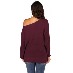 Donna maglione in maglia a maniche a pipistrello spalle scoperte top invernale