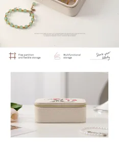 Detailed macro view of an embroidered cotton linen jewelry box with floral pattern