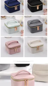Detail view showcasing a collection of elegant velvet and PU leather portable jewelry boxes