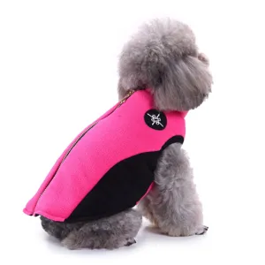 Warm fleece dog vest winter jacket with back zipper for small and medium sized pets