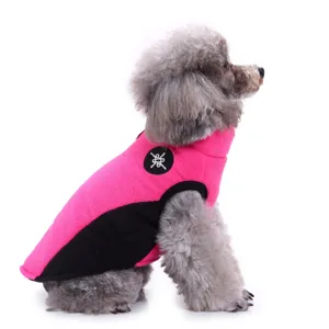 Dog Winter Fleece Jacket Pink and Black Small Dogs Warm Coat Pet Apparel Winter Wear