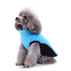 Pet fleece jacket for small dogs winter warm blue vest puppy apparel detail view