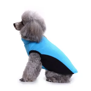Blue fleece pet dog coat winter warm jacket for small medium dogs teddy pomeranian apparel detail