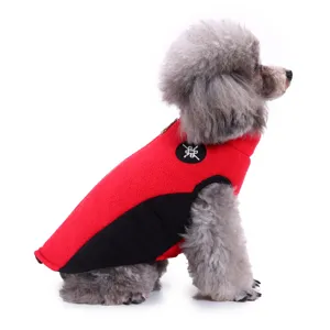 Warm winter pet fleece jacket for small medium dogs red and black dog vest apparel