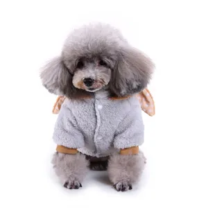 Cute winter pet fleece jacket for small dogs teddy pomeranian warm apparel grey clothing