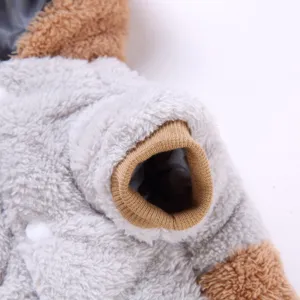 Close up detail of winter pet fleece jacket cuff, warm fluffy fabric design for small dogs.
