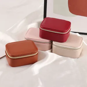 Portable Mini Jewelry Box Women PU Leather Travel Jewelry Storage Case For Earrings Rings Necklaces Small Jewelry Organizer