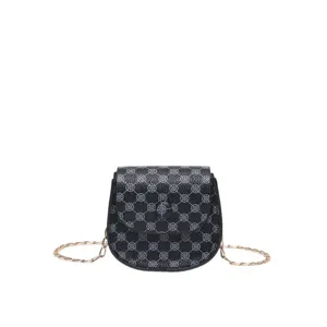 Bolso bandolera mini vintage tipo silla de montar con patrón elegante y cadena dorada