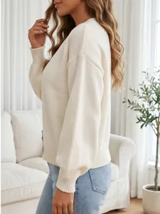 Donna elegante maglione lavorato a maglia manica lunga cardigan casual moda autunno inverno
