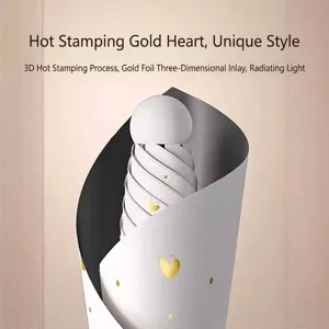Elegante ombrello parasole tascabile a cinque pieghe con motivi decorativi a cuore dorato 3D