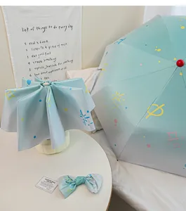 Compact cute portable reinforced manual sun umbrella folding uv protection folding umbrella