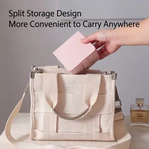 Portable pink PU leather jewelry storage box for rings and necklaces in a handbag