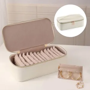 12-piece portable jewelry organizer set with leather box and small travel storage pouches