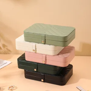 Large Capacity Quilted PU Leather Jewelry Box Organizer Portable Travel Earring Ring Necklace Storage Case Waterproof Multi-Functional Jewelry Chest For Women