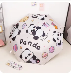 Ombrello pieghevole panda kawaii, ombrello parasole portatile da donna per sole e pioggia.