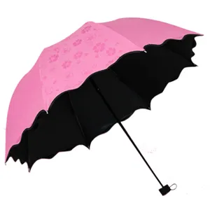 Parapluie pliable rose fleur magique avec revêtement solaire