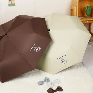 Automatic foldable umbrellas with Dou Dou dog cartoon for sun and rain protection