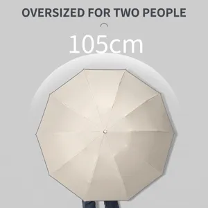 Grote 105cm winddichte automatische omgekeerde paraplu met reflecterende strip voor twee