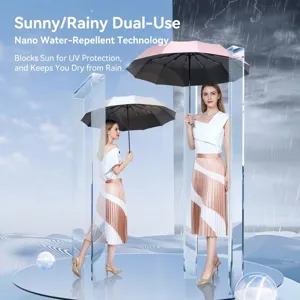 Professional automatic 3-fold windproof umbrella with dual-bone ribs for sun and rain