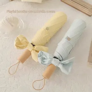 Paraguas plegable manual con protección UV de alta calidad y funda con lazo