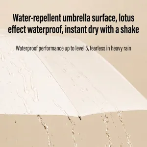 White automatic 3-fold umbrella with level 5 waterproof lotus leaf effect