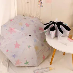 Stylish gradient star pattern automatic folding umbrella for sun and rain protection