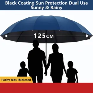 Extra Grote Opvouwbare Paraplu Winddicht 12 Baleinen Zwarte Coating UV-Bescherming Regendichte Zonwering Compacte Reisparaplu Voor Heren Dames