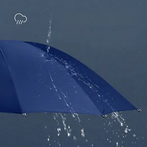 Grote blauwe winddichte paraplu met waterdichte pongee-stof van hoge dichtheid