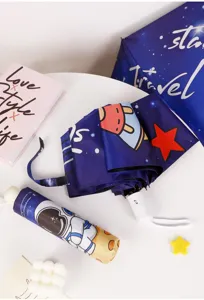Dettaglio dell'ombrello automatico per bambini a tema spaziale con custodia astronauta