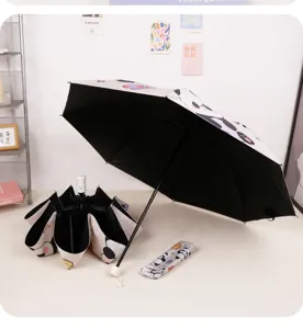 Simpatico ombrello pieghevole automatico panda, ombrello parasole portatile donna.