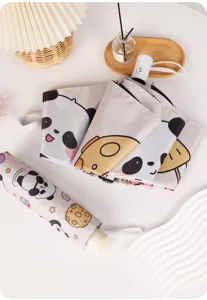 Simpatico ombrello automatico panda dei cartoni animati, ombrello parasole portatile per donne.