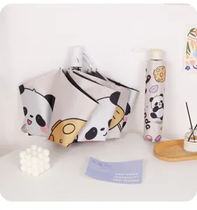 Ombrello pieghevole simpatico panda protezione solare compatto portatile ombrello pioggia donna
