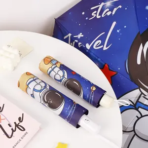 Ombrello automatico per bambini a tema astronauta con protezione UV e design stellato